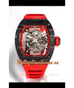 Richard Mille RM055 Caja Cerámica Negra Reloj Réplica a Espejo 1:1 Correa Roja