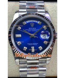 Rolex Day Date 36MM M128239-0023 Acero 904L en Dial Azul Réplica a Espejo 1:1