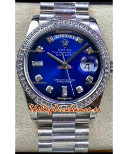 Rolex Day Date 36MM M128239-0023 Acero 904L en Dial Azul Réplica a Espejo 1:1