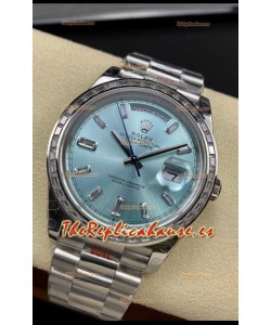 Rolex Day Date M228396TBR-0002 Acero 904L 40MM - Ice Dial Azul Réplica a Espejo 1:1