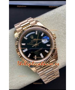 Rolex Day Date 40MM 228238a 1:1 Oro Rosado en Dial Negro Reloj Réplica a Espejo 1:1