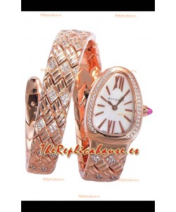 Bvlgari Edición Serpenti Reloj Caja Oro Rosado Dial Blanco en Calidad Espejo 1:1