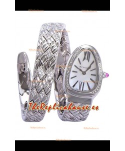 Bvlgari Edición Serpenti Reloj Caja Acero Dial Blanco en Calidad Espejo 1:1