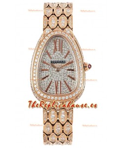 Bvlgari Serpenti Seduttori Edition Reloj con Diamantes Pavimentados en Caja de Oro Amarillo - Réplica Espejo 1:1