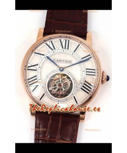 Rotonde De Cartier Flying Tourbillon Reloj Réplica Suizo en Caja de Oro Rosado