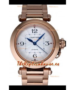 Pasha De Cartier Calidad Espejo 1:1 Reloj Automático Réplica Suiza 35MM Oro Rosado