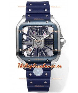 Santos De Cartier Reloj Dial Skeleton - Caja Acero Inoxidable Correa Goma