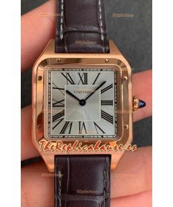 Cartier Santos Dumont Reloj Réplica Suiza Espejo 1:1 Caja Oro Rosado Dial Acero 42MM