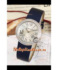 Ballon Blanc De Cartier Reloj Réplica de Cuarzo Suizo en Caja de Acero Correa de Tela