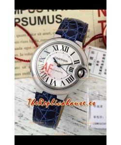 Ballon De Cartier Suizo Automático Calidad Espejo 1:1 Correa Azul 33MM en Caja Acero