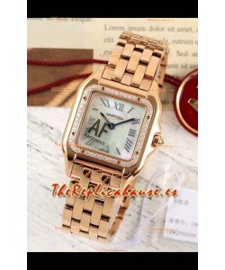PANTHERE de Cartier Edición 27mm Dial Perla Reloj Réplica Suizo Espejo 1:1 Caja Oro Rosado