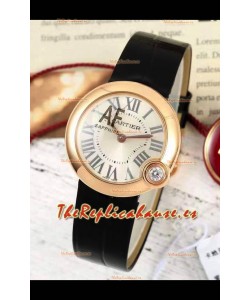 Ballon Blanc De Cartier Reloj Réplica Cuarzo Suizo Caja Oro Rosado Correa Piel
