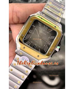 Cartier Santos De Cartier Dial Acero 904L Marrón Dos Tonos Réplica Espejo 1:1 - 40MM Reloj Acero Inoxidable