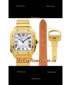 Cartier "Santos De Cartier" Mens XL Reloj Réplica a Espejo 1:1 Caja en Oro Amarillo