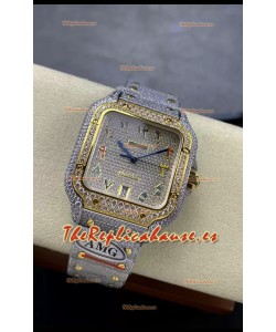 Cartier "Santos De Cartier" Acero 904L Diamantes Coloreados Dial Árabe Réplica Espejo 1:1 - 40MM - Diamantes Genuinos