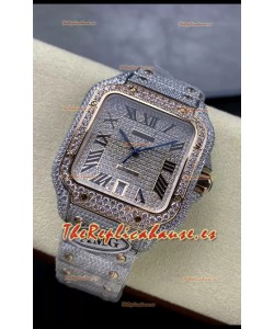 Cartier "Santos De Cartier" Acero 904L Diamantes Dial Romano Réplica a Espejo 1:1 - 40MM - Diamantes Genuinos