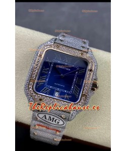 Cartier "Santos De Cartier" Dos Tonos Dial Azul Réplica a Espejo 1:1 - 40MM - Diamantes Genuinos
