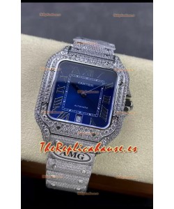 Cartier "Santos De Cartier" Dial Azul Acero 904L Réplica a Espejo 1:1 - 40MM - Diamantes Genuinos