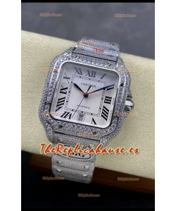 Cartier "Santos De Cartier" Dial Blanco Acero 904L Réplica a Espejo 1:1 - 40MM - Diamantes Genuinos