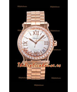 Chopard Happy Sport Reloj Réplica Suizo a espejo 1:1 36MM Caja en Oro Rosado Dial Blanco