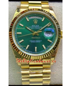 Rolex Day Date 118238 Presidential Reloj Oro Amarillo 18K 36MM - Dial Verde Calidad a Espejo 1:1