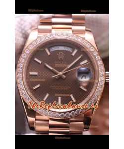 Rolex Day Date Presidential Acero 904L Oro Rosado 40MM - Dial Marrón Calidad a Espejo 1:1