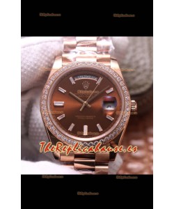 Rolex Day Date Presidential Acero 904L Oro Rosado 40MM - Dial Marrón Calidad a Espejo 1:1