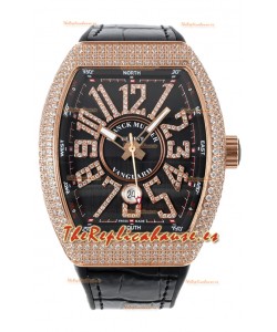 Franck Muller Vanguard V45 Yachting chapado en Oro Rosado - Dial Negro