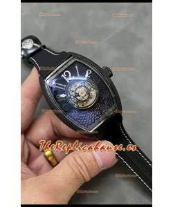 Franck Muller Curvex Grand Central Tourbillon Caja Carbono Negro Reloj Réplica Espejo 1:1 