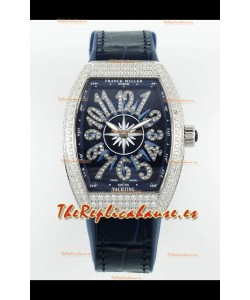 Franck Muller Vanguard V32 Dial Azul - Caja Diamantes Reloj Réplica Suiza