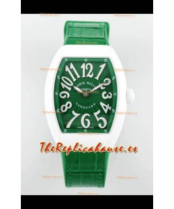 Franck Muller Vanguard Yachting V32 Caja Cerámica Correa/Dial Verde Reloj Réplica Suiza 