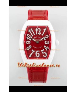 Franck Muller Vanguard Yachting V32 Caja Cerámica Correa/Dial Rojo Reloj Réplica Suiza 