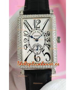 Franck Muller Largo Island Ladies Reloj Réplica Movimiento Cuarzo Suizo Correa Piel