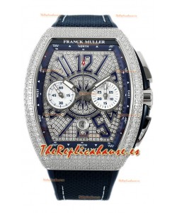 Franck Muller Vanguard V45 Cronógrafo Acero 904L Diamantes Incrustados en Dial Réplica Suiza