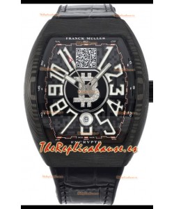 Franck Muller Vanguard Encrypto BTC V45 Caja Carbono Reloj Réplica Suiza