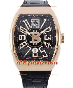 Franck Muller Vanguard Encrypto BTC V45 Caja Oro Rosado Reloj Réplica Suiza