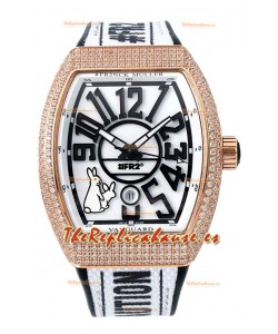 Franck Muller "Fr2nck" Vanguard Rabbit Edition Reloj Réplica Suiza en Oro Rosado Diamantes