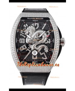 Franck Muller Vanguard Yachting Dragon V45 Dial Negro con Bisel Diamantes Réplica Suiza
