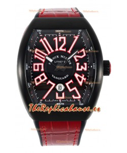 Franck Muller Vanguard en Caja Revestida DLC Dial Negro Reloj Réplica Suiza