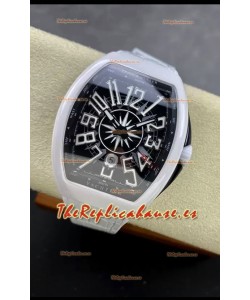 Franck Muller Vanguard Yachting Cerámica Blanca Dial Negro Reloj Réplica Suizo Espejo 1:1