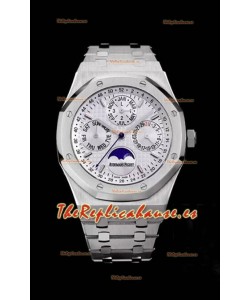 Audemars Piguet Royal Oak Calendario Perpetuo Reloj Réplica Suizo Caja de Acero Dial Blanco