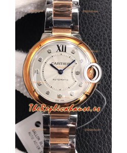 Ballon De Cartier Reloj Réplica Calidad Espejo 1:1 de Cuarzo Suizo 28MM Caja en Oro Rosado de dos Tonos