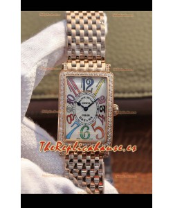 Franck Muller Long Island Reloj Suizo Oro Rosa con Movimiento de Cuarzo Suizo y Diamantes en Bisel