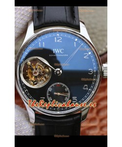 IWC Portuguese Genuino Movimiento Suizo Tourbillon en Dial Negro
