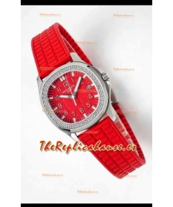 Patek Philippe Aquanaut LUCE 5072A-001 Quartz Swiss Replica Watch in Red Dial - 35MM