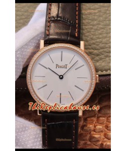 Piaget Altiplano G0A31114 Reloj Réplica Suizo a espejo 1:1 en Oro Rosado Dial BlancoDiamonds Bezel