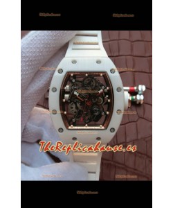 Richard Mille RM055 Caja de Cerámica Calidad a Espejo 1:1 Dial en Oro Rosado y Correa Blanca