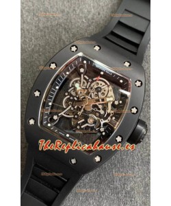 Richard Mille RM055 Caja de Cerámica Reloj Réplica a Espejo 1:1 en Correa Negra