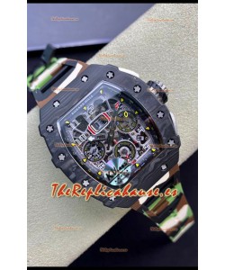Richard Mille RM011 Felipe Massa Reloj en Calidad a Espejo 1:1 Caja de Carbono Forjado de una Sola Pieza con Correa tipo CAMO