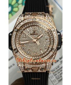 Hublot Big Bang One Click Dial pavimentado en Diamantes Oro Rosado Reloj Réplica Suiza 39MM